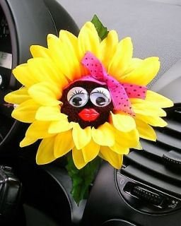 vw beetle flower sunflower with pink bow 