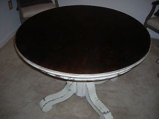   Shabby Distressed Round Oak Pedestal Dining Table Anne Sloan Paint
