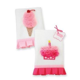 Mud Pie Tiny Dancer Ice Cream / Cupcake Burp Cloth Baby Girl 21x14 NWT