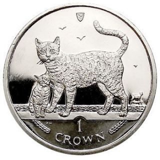 isle of man 1 crown 2002 unc bengal cat and