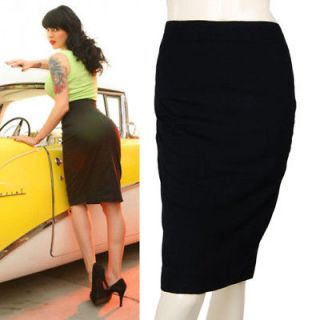 black 50s rockabilly high waist pencil wiggle skirt xl