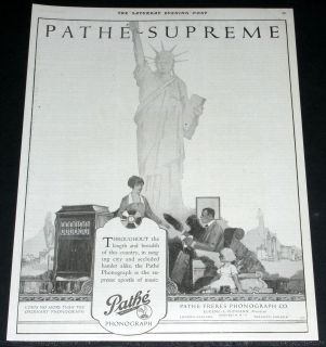 1920 OLD MAGAZINE PRINT AD, PATHE PHONOGRAPHS, APOSTLE OF MUSIC
