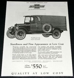   OLD MAGAZINE PRINT AD, CHEVROLET, NEW 1 TON TRUCK WITH PANEL TYPE BODY