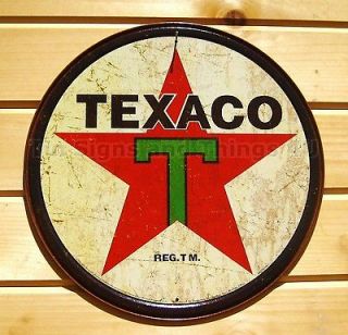 Texaco 36   1936 Logo   12 ROUND TIN SIGN metal gas pump decor vtg 