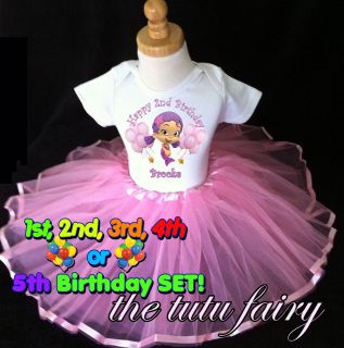 bubble guppies oona birthday t shirt & light pink tutu set outfit name 