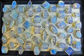   lots 12pcs vintage opals unisex men Silver plated fashion rings