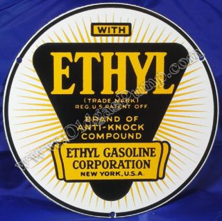 ethyl gasoline station 8 porcelain gas pump sign expedited shipping