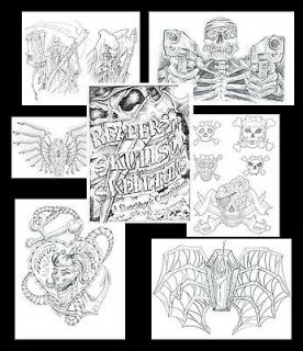 Skeletons, Skulls & Reapers Tattoo Flash Liner Art Sketch Book FREE 