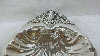 WALLACE BAROQUE SILVERPLATE SHELL DISH   FOOTED   APPLIED DESIGN 