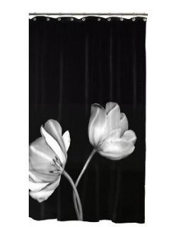 Brand New Maytex Tulip Photoreal Vinyl PEVA Shower Curtain Black