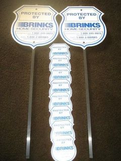 PVC BRINKS HOME SECURITY 2 YARD SIGNS ALARM W/ 8 STICKERS
