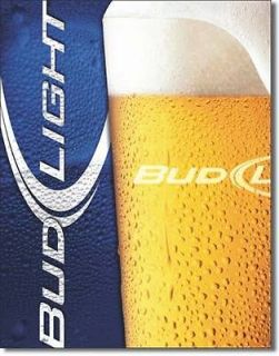 Budweiser Bud Light   Frosty Glass Bud Beer Bar Tin Metal Sign