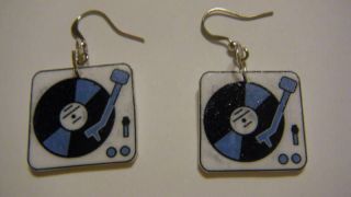 record player earrings music sound jewelry old time fun one day 