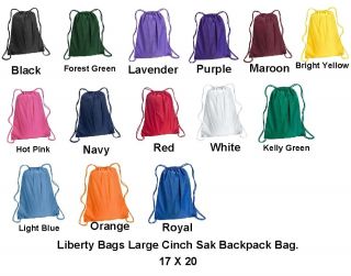 Liberty Bags Large Drawstring School Backpack Cinch Sack 17 X 20 8882