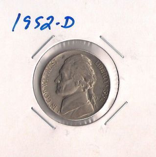 1952 D JEFFERSON NICKEL ~ I HAVE ALL 1950 1959 P D S NICKELS LISTED