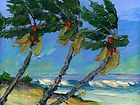  TWO Seascape Painting Palette Knives Florida Highwaymen Style 12x16