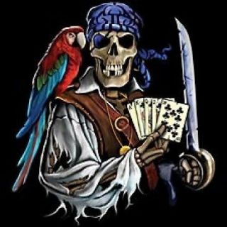 Pirate T Shirt Dead Mans Cards Hand Pirate Parrott Sword Tee