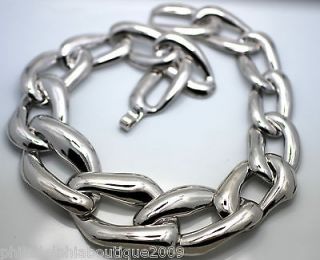 Rachel Zoe Make a Statement Silvertone Bold Chunky Link Chain Necklace 