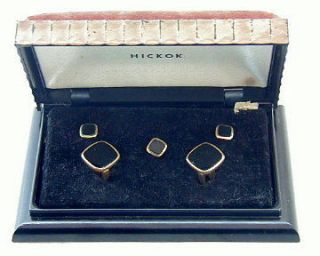 Vintage Hickok Cufflinks & Studs SET~ORIGINAL ART DECO BOX~Dress/Form 