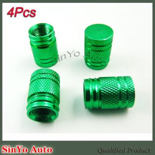 new green anodized aluminum tire valve stem caps 4 pcs