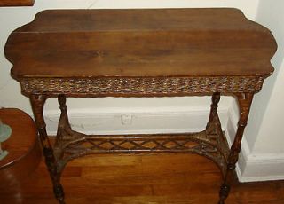 antique vintage wicker table side end table 
