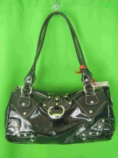 cavalcanti italy black patent leather new satchel