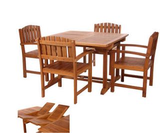 5pc 75in Teak Patio Furniture Set w/4 Dining Chairs  SEASON END 