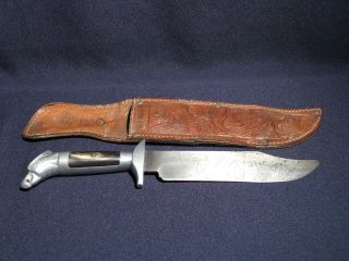 Vintage Large Mexican Bowie With Sheath and Dessert Mural