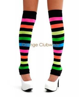sexy fun neon bright rainbow knee high leg warmers socks