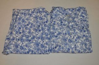 NWT Woman Cabernet 2 PC Blue White Floral Long Sleeve PAJAMAS Set L 