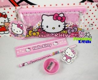 hello kitty 5in1 set pencil case ruler rubber sharpener from