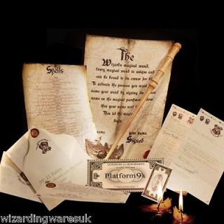  Magic Wand and Hogwarts acceptance letter, REAL WOOD PREMIUM WAND