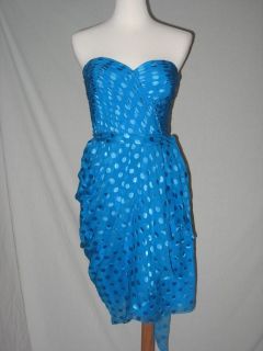 nwt rebecca taylor silk bustier dress blue 8