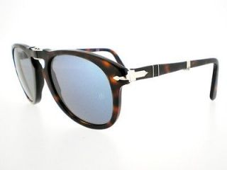 Authentic New PERSOL 714 FOLDING Sunglasses Brown Havana BLUE lenses 