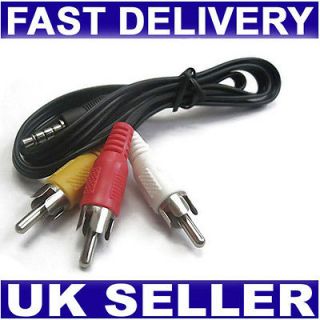 5mm Jack to 3 RCA Phono Audio & Composite Video Cable Lead for Sony 