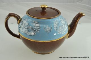 VTG Sadler Brown Sky Blue 6 Cup Teapot Ancient Greek Scenes 5 1/4 