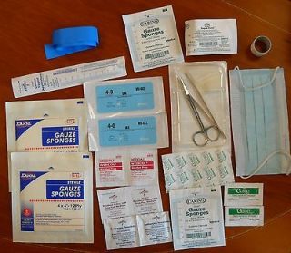 First Aid Kit with 2 NEW INDATE SUTURES emergency wound care survival 