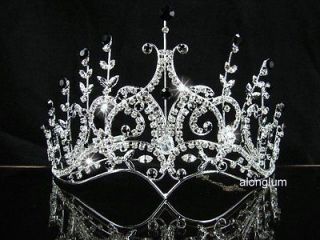 a175 6 black wedding bridal rhinestone gown crown tiara time