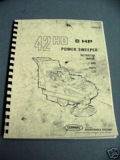 tennant 42hd power sweeper instruction parts manual 