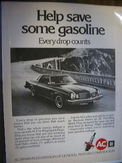 1974 ac spark plug ad 8 x10 1974 oldsmobile cutlass