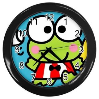 keroppi cute round wall clock black gift decor collect from
