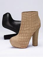 NIB Report Signature Faux Croc Layton Booties Boot Taupe + Dustbag Sz 