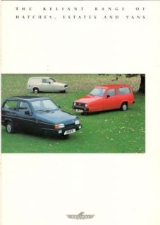 Reliant Rialto Robin 1989 90 UK Market Sales Brochure LX SLX SE Van