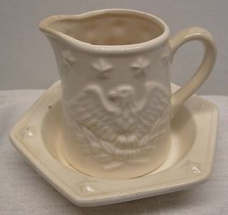 Miniature Pitcher and Bowl Set with Eagle and Stars   US Bicentennial