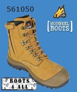 Mongrel Work Boots (561050) Safety Wheat Zip Rubber Sole Scuff Cap 