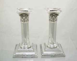 antique silver candlesticks pair corinthian column 1904 from united 