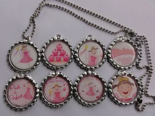 Pinkalicious Bottle Cap Necklace great party favors, gifts U choose 