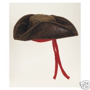 distressed brown carribean pirate costume tricorner hat
