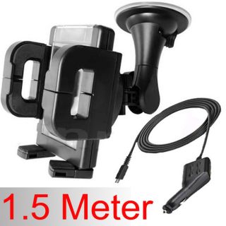 5M METER LONG MICRO USB IN CAR CHARGER & WINDSHIELD PHONE HOLDER 