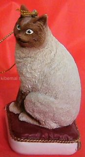 New~CAT Christmas Ornament~4 White w/ Brown American Shorthair Kitty 